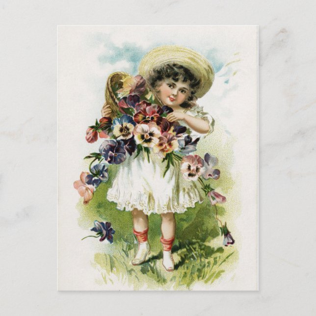 Carte Postale Fille vintage avec lunettes (Devant)