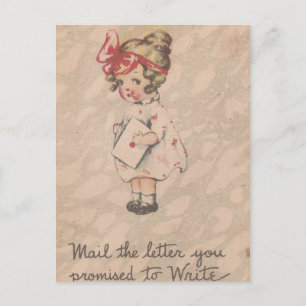Carte Postale Fille Vintage Envoyez La Lettre Que Vous Aviez Pro