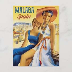 Carte Postale Filles à Malaga Beach, Espagne