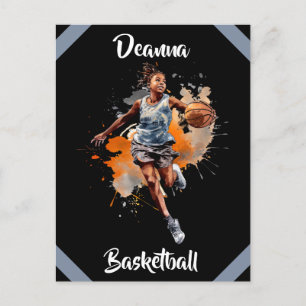 Carte Postale Filles Basketball Aquarelle Personnalisée