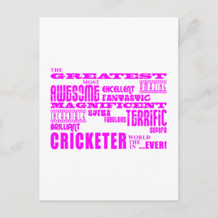 Carte Postale Filles Cricket : Le plus grand cricket rose