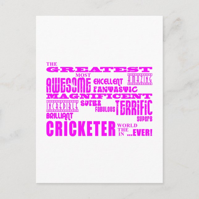 Carte Postale Filles Cricket : Le plus grand cricket rose (Devant)