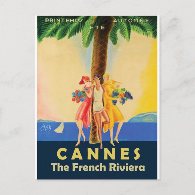 Carte Postale Filles de Cannes sous le palmier (Devant)
