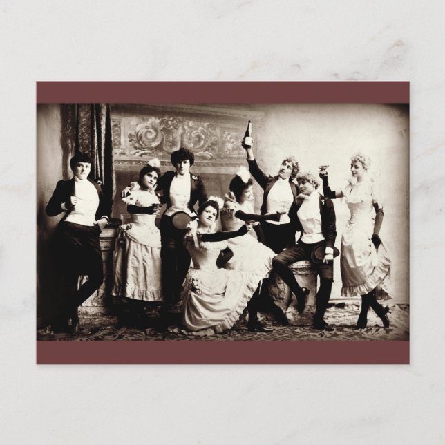 Carte Postale Filles de fête Imprimer Vintage (Devant)