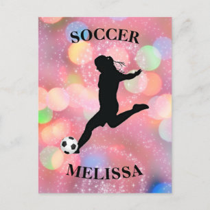 Carte Postale Filles de football Étincelle Colorée