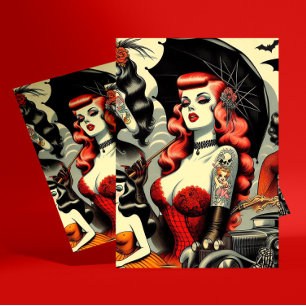 Carte Postale Filles gothiques tatouées mignonnes rétro