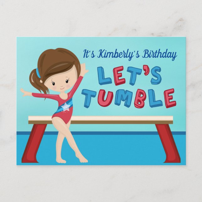 Carte Postale Filles Gymnastique Anniversaire Fêtons Tumble (Devant)