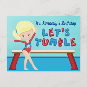 Carte Postale Filles Gymnastique Blonde Tumbling Anniversaire