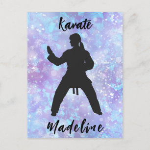 Carte Postale Filles Karaté Bleu Violet Personnalisé