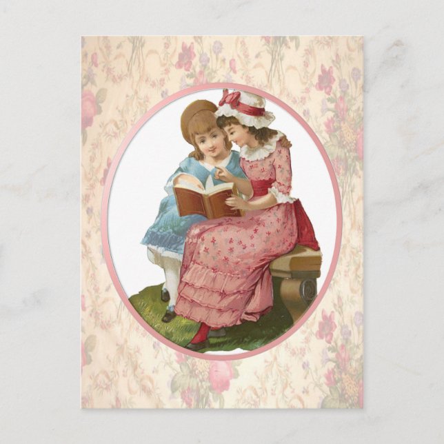 Carte Postale Filles Lecture (Devant)