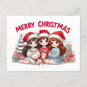 Carte Postale Filles mignonnes Souhaitent Joyeux Noël