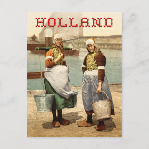 Carte Postale Filles néerlandaises en costume traditionnel et sa