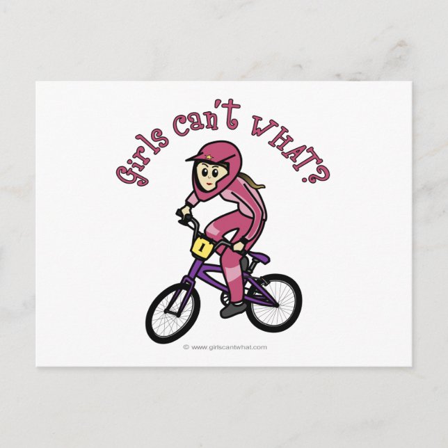 Carte Postale Filles rose pâle BMX (Devant)