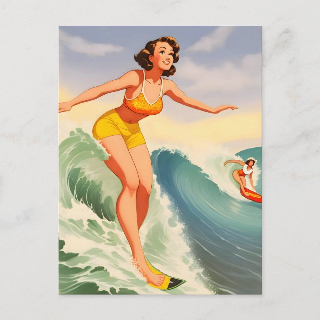 Carte Postale Filles surfeuses (Devant)