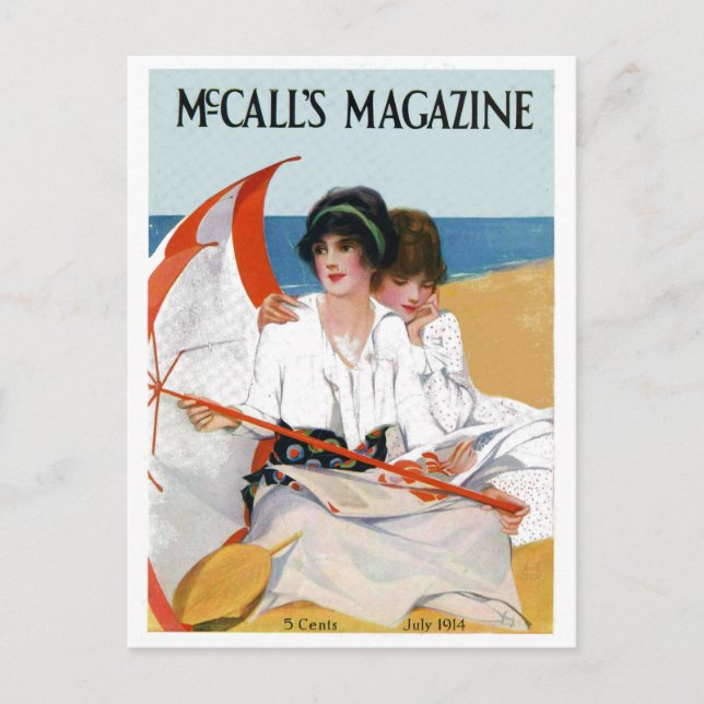 Carte Postale Filles Vintage sur la Plage (Devant)