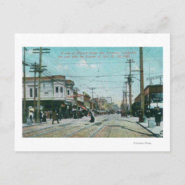 Carte Postale Fillmore Street View 1 an après l'incendie de 1906 (Devant)