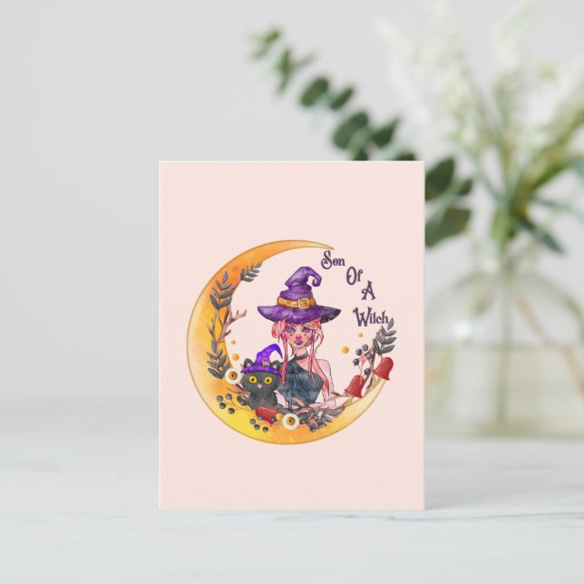 Carte Postale Fils d'une sorcière - Crescent Moon Design (Debout devant)