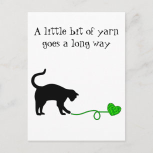 Carte Postale Fils en forme de chat et de coeur noirs (vert citr