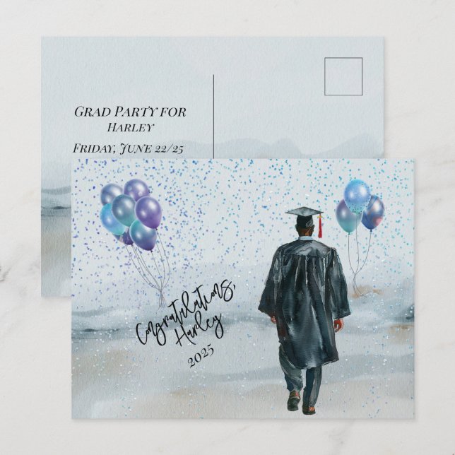 Carte Postale Fils Félicitations à la fête d'obtention du diplôm (Devant / Derrière)