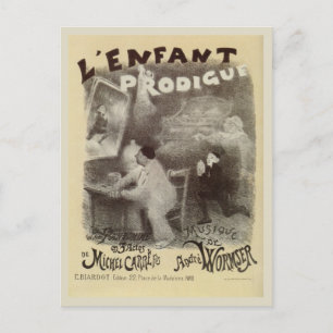 Carte Postale Fils prodigue vintage mime noir et blanc dessin