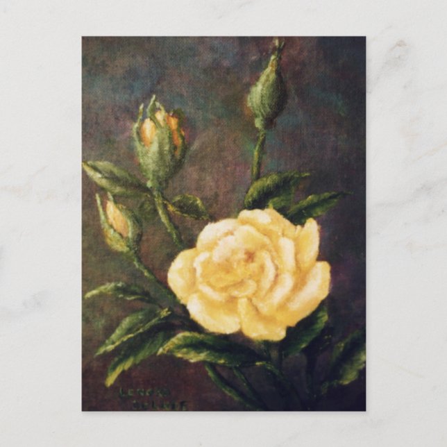 Carte Postale Fine Art Rose Jaune et Bufs Vie morte (Devant)