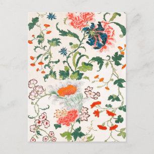 Carte Postale Fine China silk flower design mid 18th century
