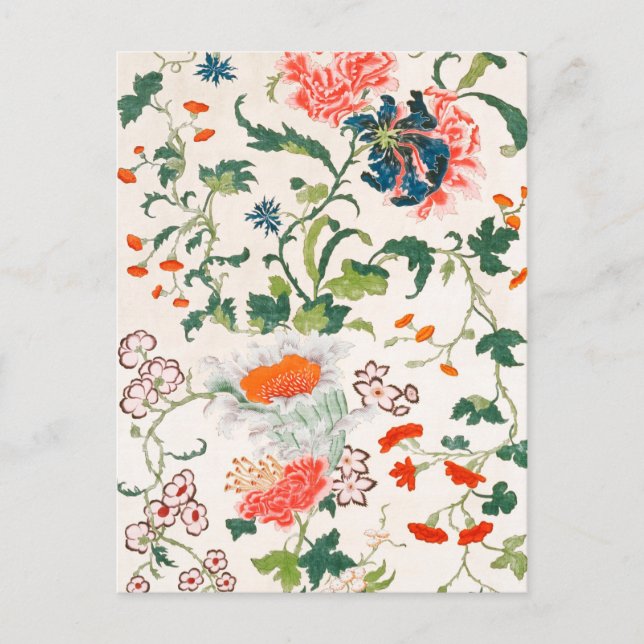 Carte Postale Fine China silk flower design mid 18th century (Devant)