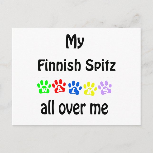 Carte Postale Finlandais Spitz Walks Design (Devant)