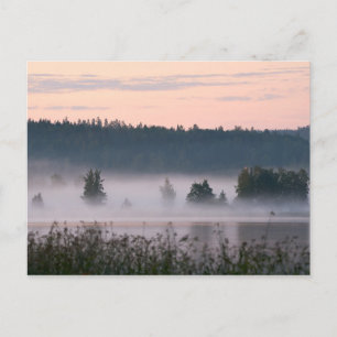 Carte postale Finlande de paysage de lac brumeux
