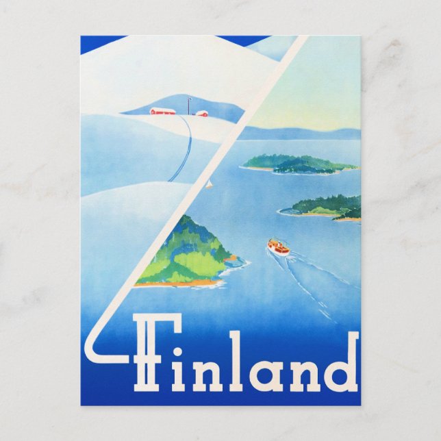 Carte Postale Finlande, été et hiver, (Devant)