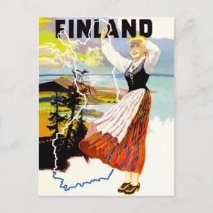 Carte Postale Finlande, fille sur la côte