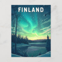 Finlande Illustration Voyage Art Vintage