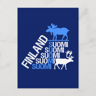 Carte postale Finlande Moose & Reindeer - personna