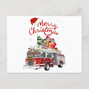 Carte Postale Fire Truck Père Noël Joyeux Noël