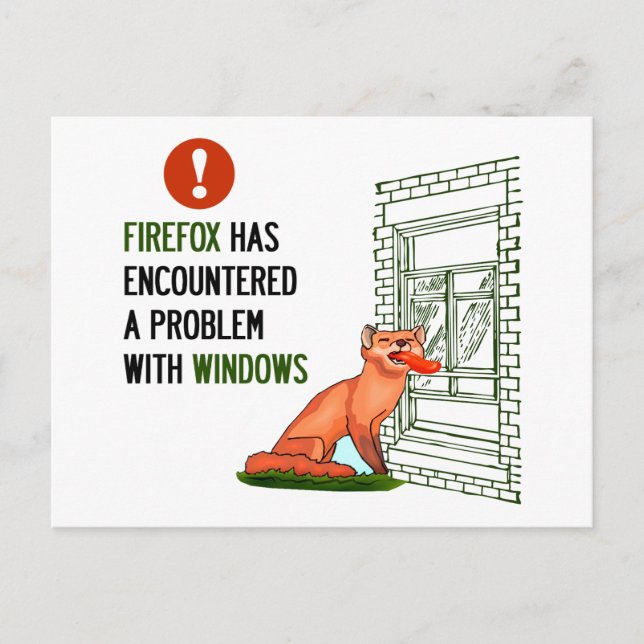 Carte Postale Firefox a rencontré un problème avec Windows (Devant)