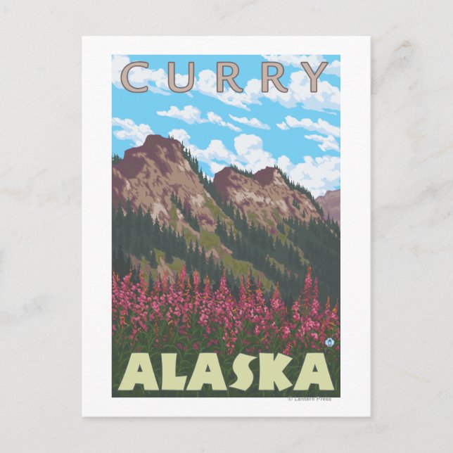 Carte Postale Fireweed & Mountains - Curry, Alaska (Devant)