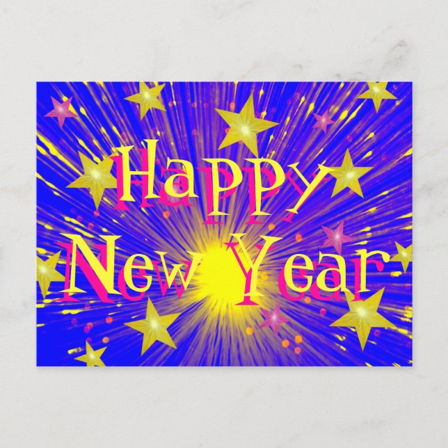 Carte postale Firework 'Bonne année' (Devant)