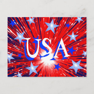Carte postale Firework Red White Blue 'USA'