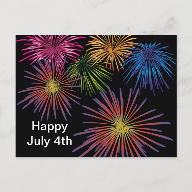 Carte Postale Fireworks Design July 4th Postcard (Devant)