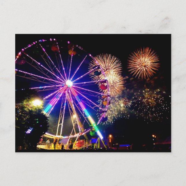 Carte postale Fireworks et Ferris Wheels (Devant)