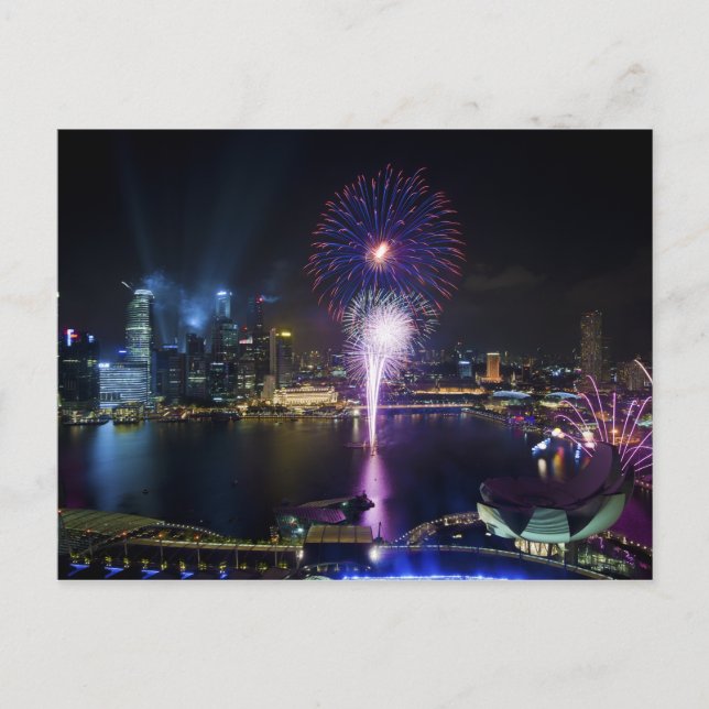 Carte Postale Fireworks Show in Boat Quay Singapore City Skyline (Devant)