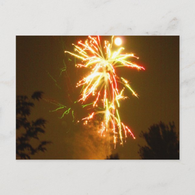 Carte Postale Fireworks sous la Pleine lune (Devant)