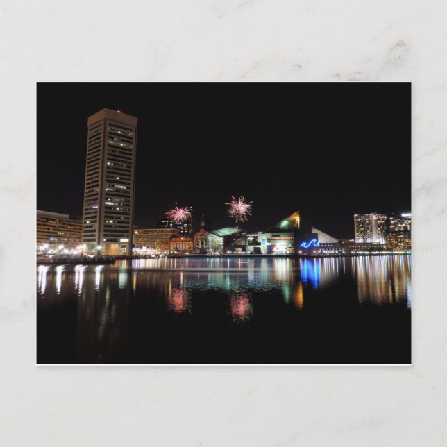 Carte Postale Fireworks sur le centre-ville de Baltimore (Devant)