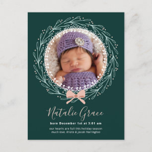Carte Postale First Christmas Holiday Birth Announcement