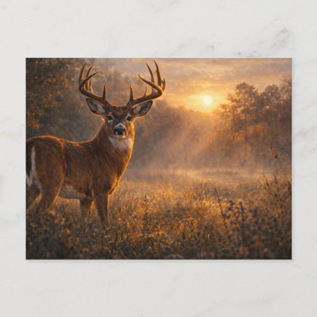 Carte Postale First Light | Whitetail Deer Art | Postcard (Devant)