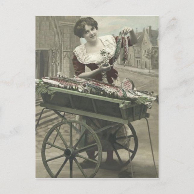 Carte Postale Fish Cart Street Church Poisson d'avril (Devant)