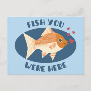 Carte Postale Fish you were here - poisson romantique