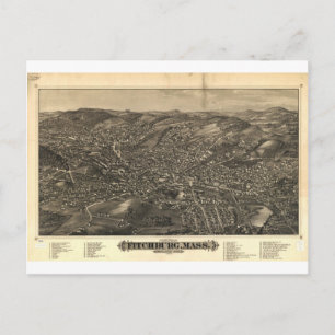 Carte Postale Fitchburg, Massachusetts en 1882