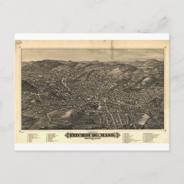 Carte Postale Fitchburg, Massachusetts en 1882 (Devant)