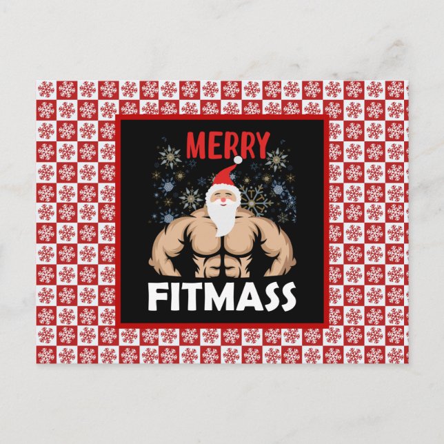 Carte Postale Fitness amusant Theme Noël Fitmas Fitness Trainer (Devant)